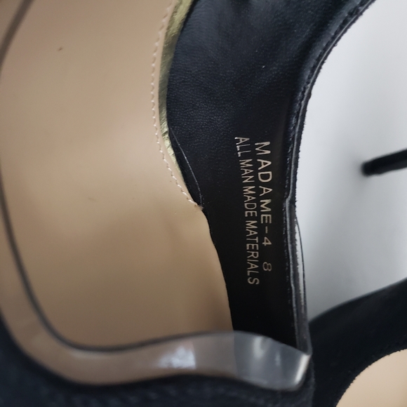 Size 8 Azalea Wang Black Point Toe Sling Back Pumps With Clear Trim Detail - Picture 9 of 9